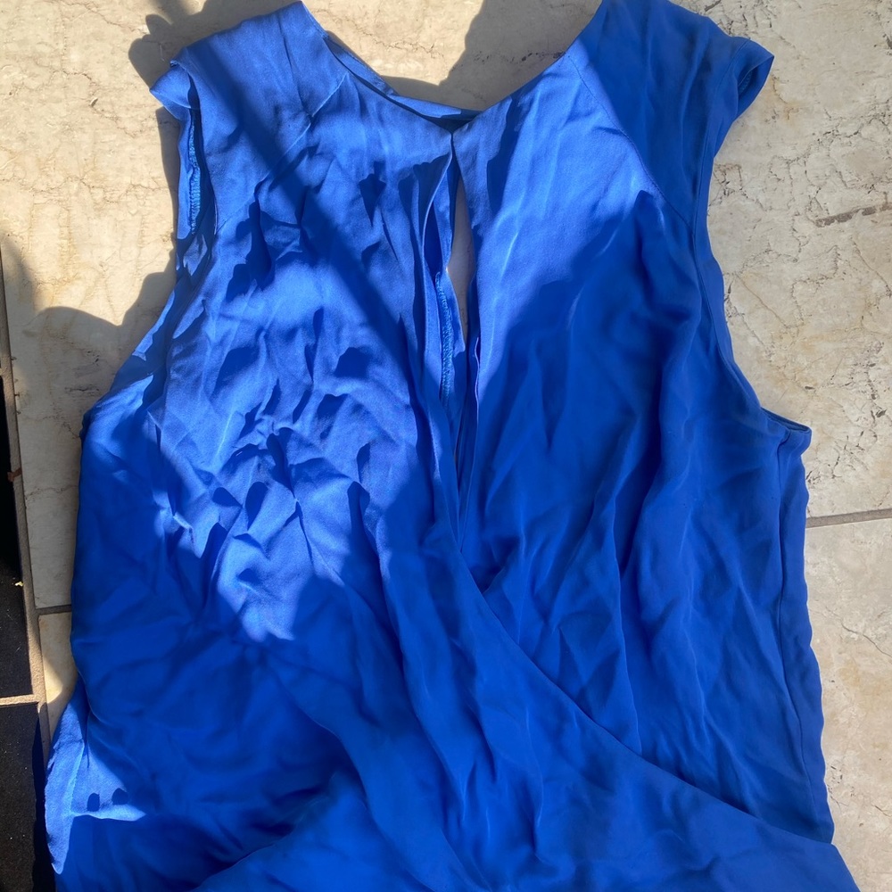 ALC 100% Silk True Blue Sleeveless Blouse Top